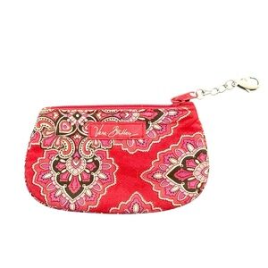 Vera Bradley ID Key Card Coin Purse Wallet Red‎ Paisley